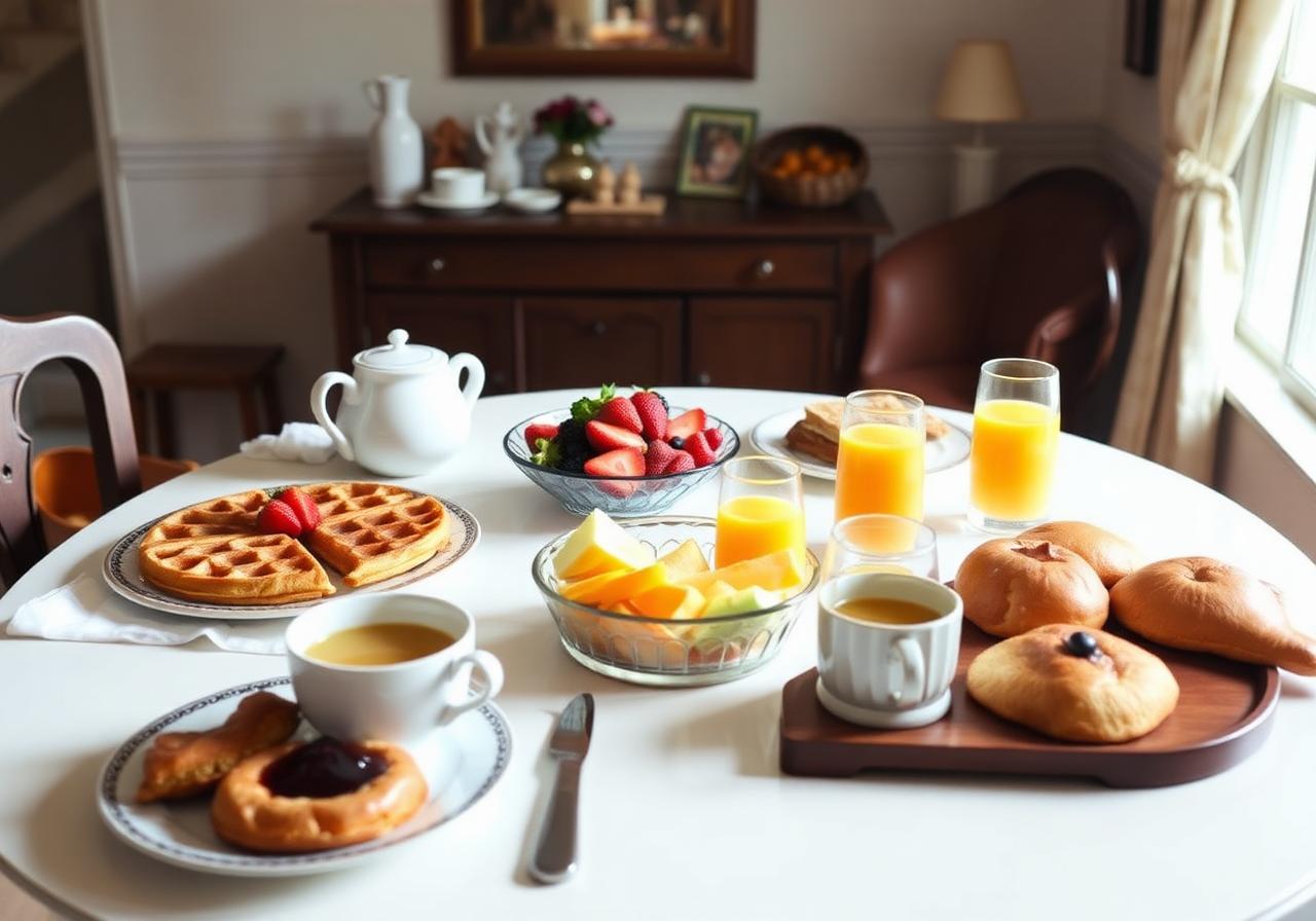 Homestyle breakfast spread in the Ashley House dining room